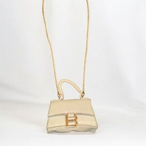 SHEIN Cream Mini Bag with Gold Chain